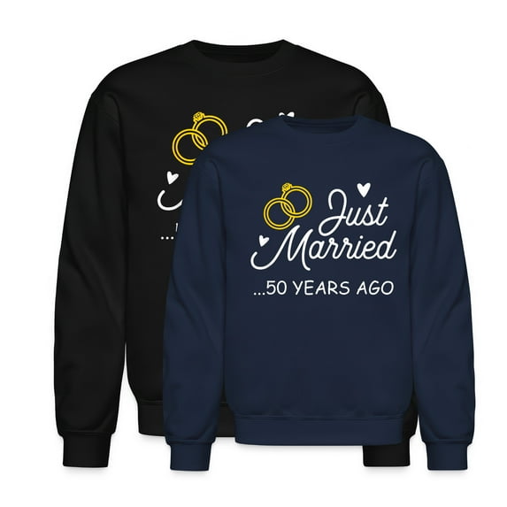 EcoLoom 50th Wedding Anniversary Just Married 50 Years Ago Long Sleeve Unisex Midweight Crewneck Sweatshirt