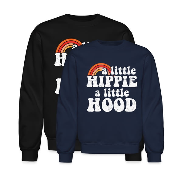 EcoLoom A Little Hippie A Little Hood Slogan Long Sleeve Unisex Midweight Crewneck Sweatshirt