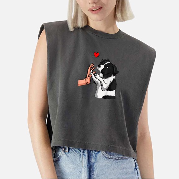 EcoLoom Border Collie Love Dogs Mum Woman Lady Cap Sleeve Muscle Crop Shirt Women Sleeveless Baby Tee