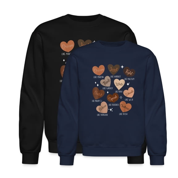 EcoLoom Celebrating Black History With Educated Leader Hearts Long Sleeve Unisex Midweight Crewneck Sweatshirt