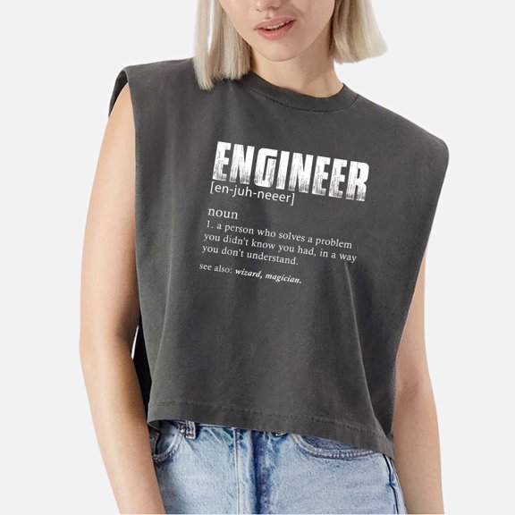 EcoLoom Engineer Definition Engineering Cap Sleeve Muscle Crop Shirt Women Sleeveless Baby Tee