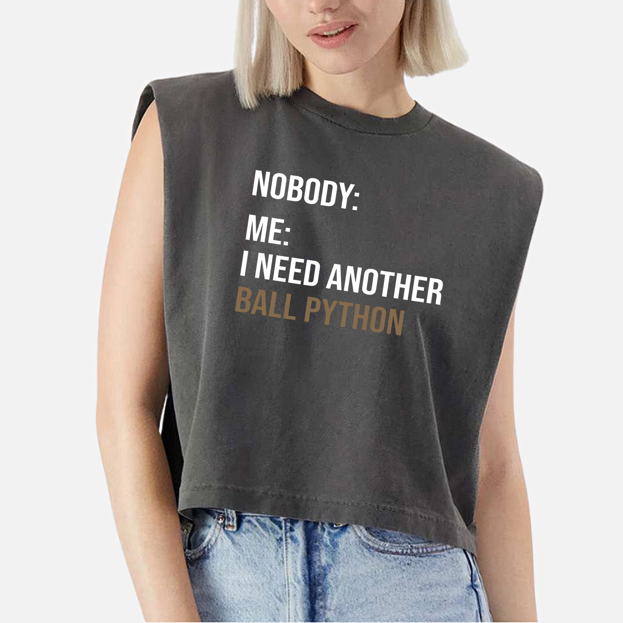 EcoLoom Funny Ball Python Meme Snake Lover Cap Sleeve Muscle Crop Top ...