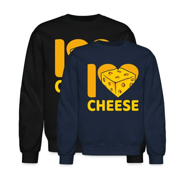 EcoLoom I Love Cheese For Life Grilled Cheese Humor Midweight Crewneck Sweatshirt Navy-2XL