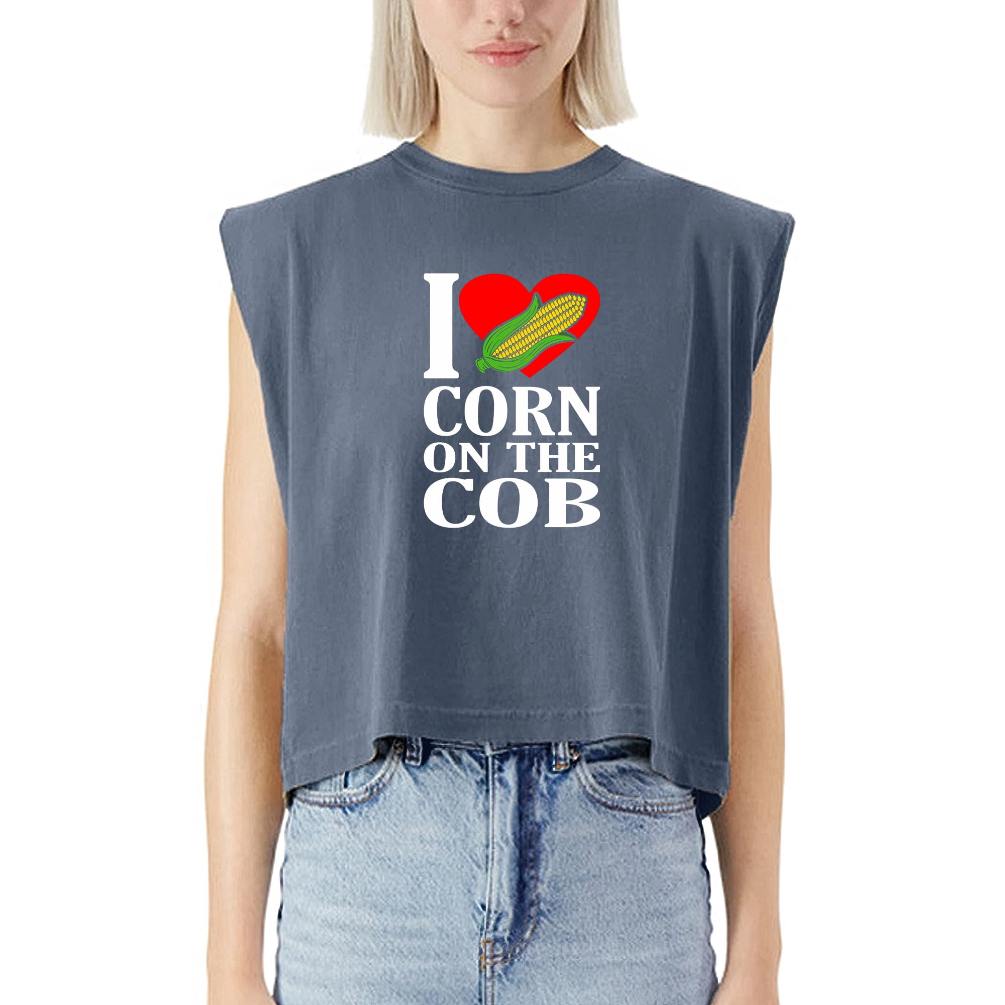 EcoLoom I Love Corn On The Cob Day Funny Corn Meme Pun Cap Sleeve ...