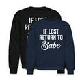 thumbnail image 1 of EcoLoom If Lost Return To Babe I Am Babe Couple Matching Long Sleeve Unisex Midweight Crewneck Sweatshirt, 1 of 4