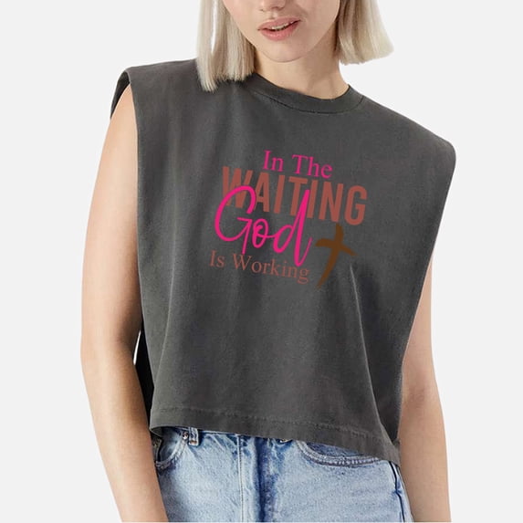 EcoLoom In The Waiting God Cap Sleeve Muscle Crop Shirt Women Sleeveless Baby Tee