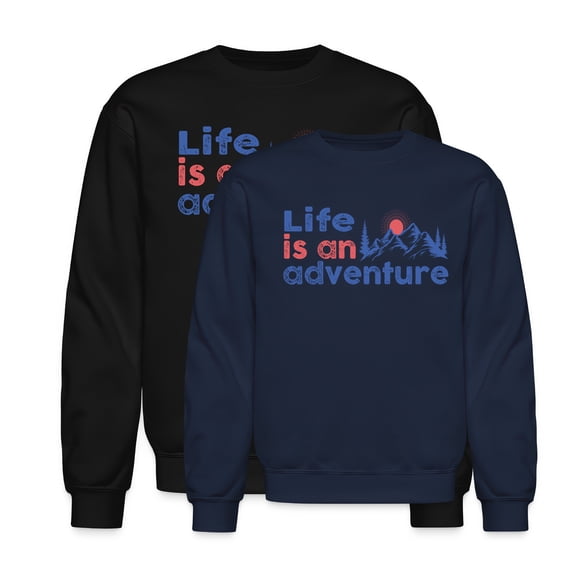 EcoLoom Life Is An Adventure Transparent Long Sleeve Unisex Midweight Crewneck Sweatshirt