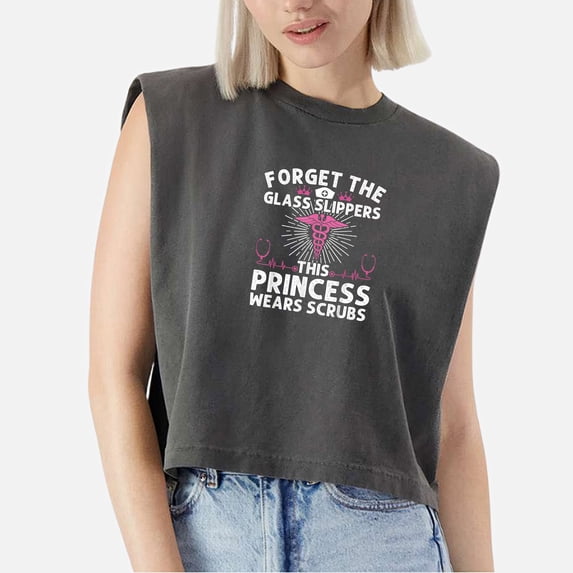 EcoLoom Nurse Cool This Princess Wears Scrubs Cap Sleeve Muscle Crop Shirt Women Sleeveless Baby Tee