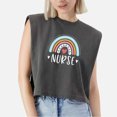 thumbnail image 1 of EcoLoom Nurse Nursing Rainbow Cap Sleeve Muscle Crop Shirt Women Sleeveless Baby Tee, 1 of 5