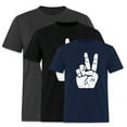 thumbnail image 1 of EcoLoom Peace Hand Sign Short Sleeve Unisex T Shirt Teal Blue-M, 1 of 6