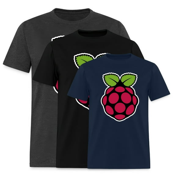 EcoLoom Raspberry Pi Logo Black Short Sleeve Unisex T Shirt Black-3XL