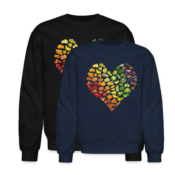 EcoLoom Raw Vegan Vegetable Garden Heart Midweight Crewneck Sweatshirt Navy-S