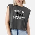 thumbnail image 1 of EcoLoom Sorry I Can't I Have Plans With My Cat Cap Sleeve Muscle Crop Shirt Women Sleeveless Baby Tee, 1 of 5
