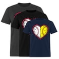 thumbnail image 1 of EcoLoom Split Baseball Softball Heart Mom Dad Short Sleeve Unisex T Shirt, 1 of 6
