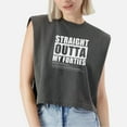 thumbnail image 1 of EcoLoom Straight Outta My Forties Funny 50th Birthday Gift Cap Sleeve Muscle Crop Shirt Women Sleeveless Baby Tee, 1 of 5