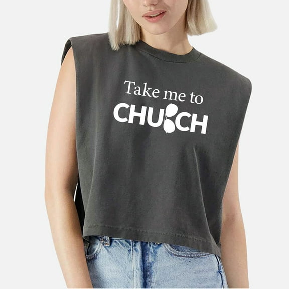 EcoLoom Take Me To Church Shirt Aviator Sunglasses Country Music Lover Gift Cap Sleeve Muscle Crop Shirt Women Sleeveless Baby Tee