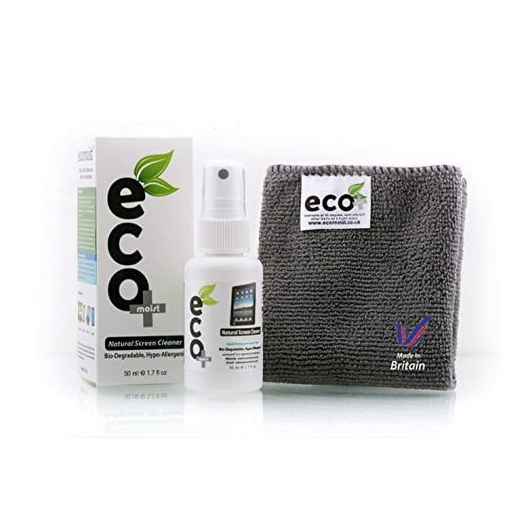 EcoMoist Natural Organic Screen Cleaner with Microfiber Cleaning Cloth Best  Spray Kit For TV Computer Laptop Lcd Led
