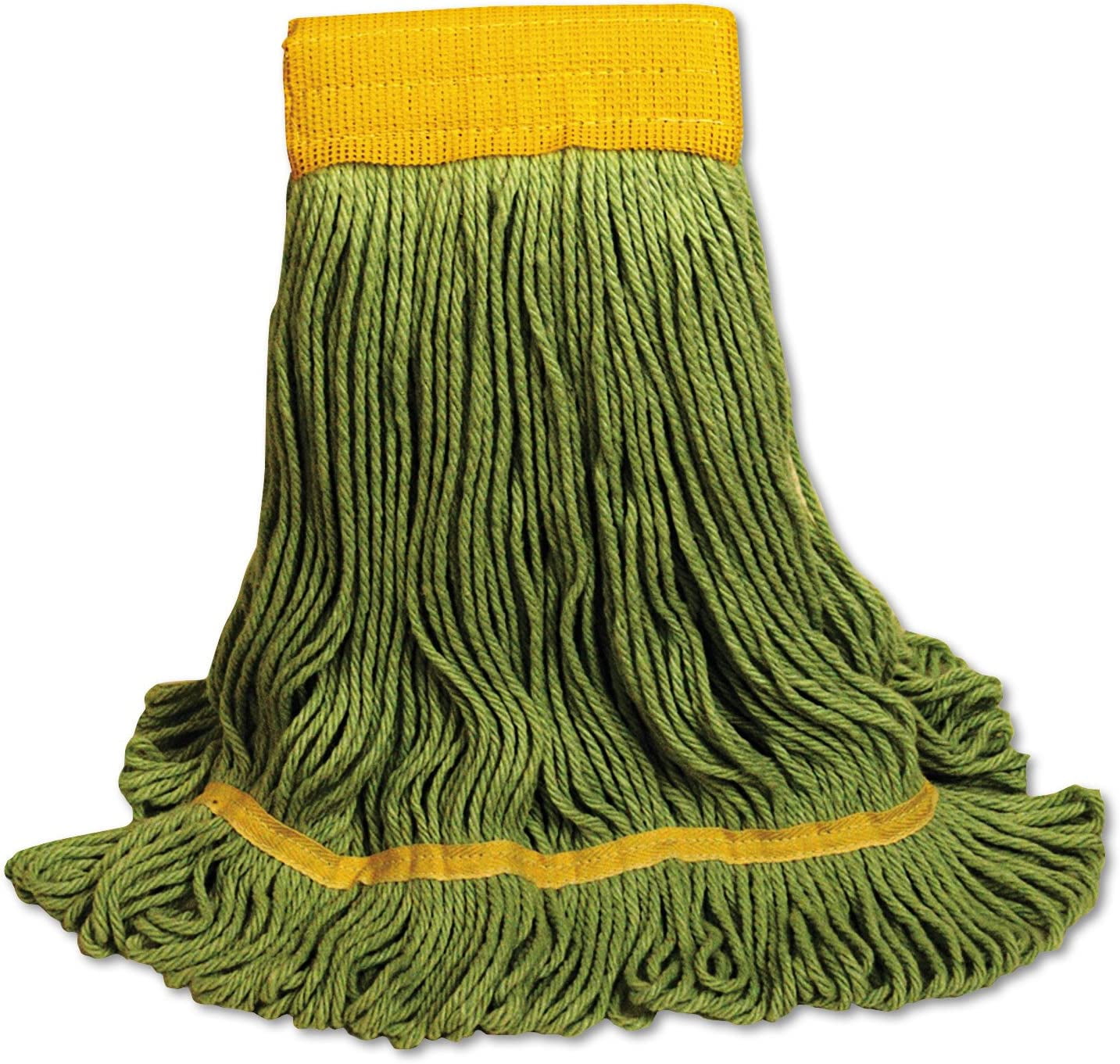 EcoMop Looped-End Mop Head, Recycled Fibers, Extra Large Size, Green