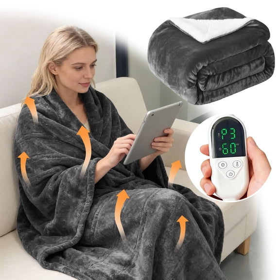 EcoNest 180X130cm Heating Blanket For Warmth And Comfort Energy Efficient Overheat Soft Micro Fast Heating Throw Blanket Thick Warm Blanket For Bed