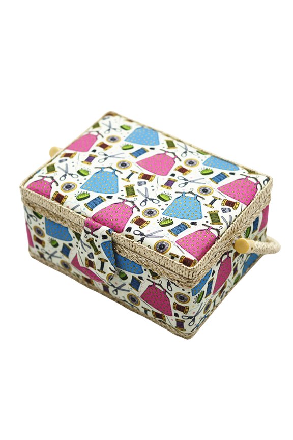 1pc Sewing Package Wooden Beginner Sew Removable Tray Pincushion For Craft Mending Storage Package Thread Portable Fabric Wooden Storage Home Desktop Makeup Bag Retro Package
