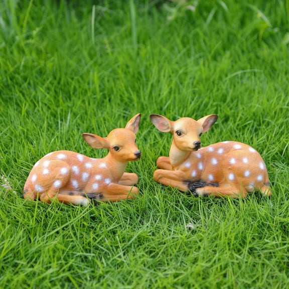 EcoNest 2 PCS Garden Deer Statue,Sika Deer Sitting Figurines,Animal Model Art Crafts Outdoor Garden De Cor Patio L Awn De Cor Spring Ornament Festival Decoration Gi Ft