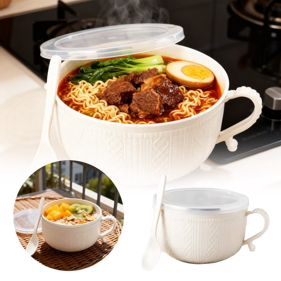 EcoNest 25 Oz Insulated Mug With Lid Design Large Soup Cup With Plate Perfect For Coffee Stews Ideal