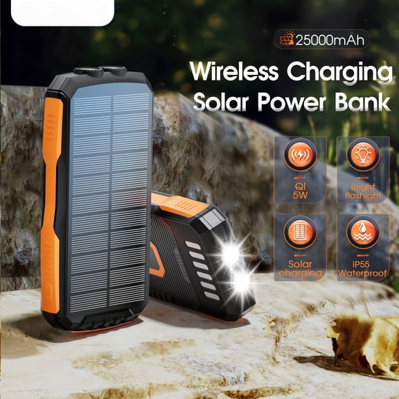 EcoNest 25000mAh Solar Power Bank With Fast Charging Portable Charger High Capacity External Battery Pack For Phones Tablets And More Universal Compatibility Polymer Lithium Battery