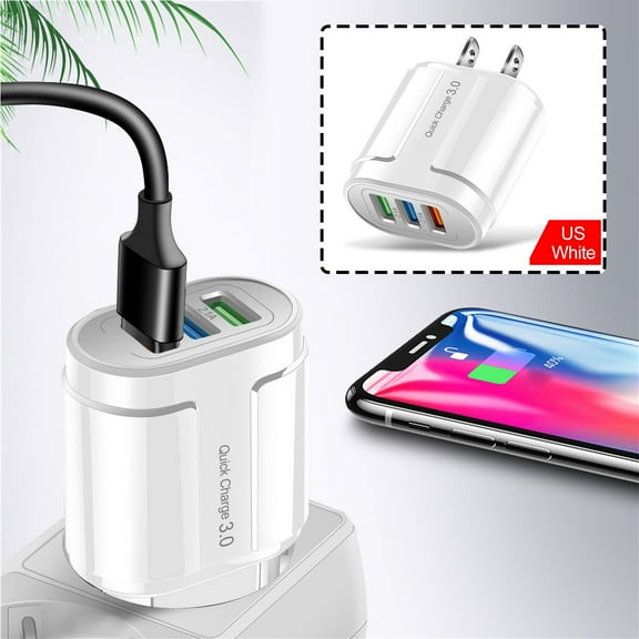 EcoNest 3 Port 2A Charging USB Hub Wall-mounted Charger Power Adapter American Plug