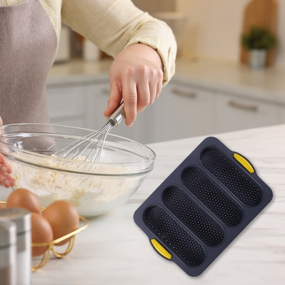 EcoNest 4 Cavity Silicone Pan Non Stick French Bread For Baking DIY Cake Loaf Maker Oven & Flexible Baking Tray ( For Homemade Bread & Pastries)