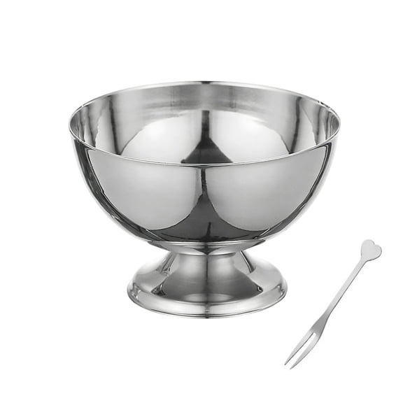 EcoNest 4 Ice Bowls 250ml Stainless Steel Dessert Bowl Reusable Sundae Cup (with Fork) Dessert Cup Yogurt Ice Birthday Party