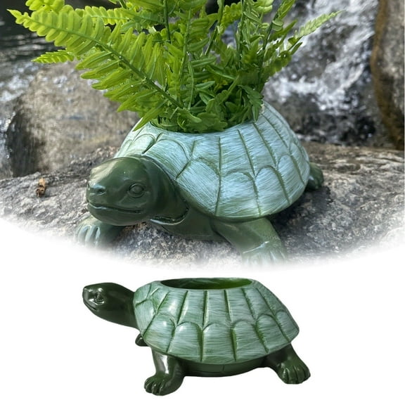 EcoNest Adorable Resin Turtle Planter Statue Outdoor Garden Decoration Features A Unique Seashell Design Durable Weather Construction For Patio Porch Or Yard