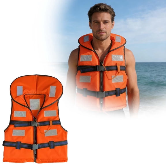 EcoNest Adult Life Jacket Vest For Boating Water Sports With High Buoyancy And Whistle
