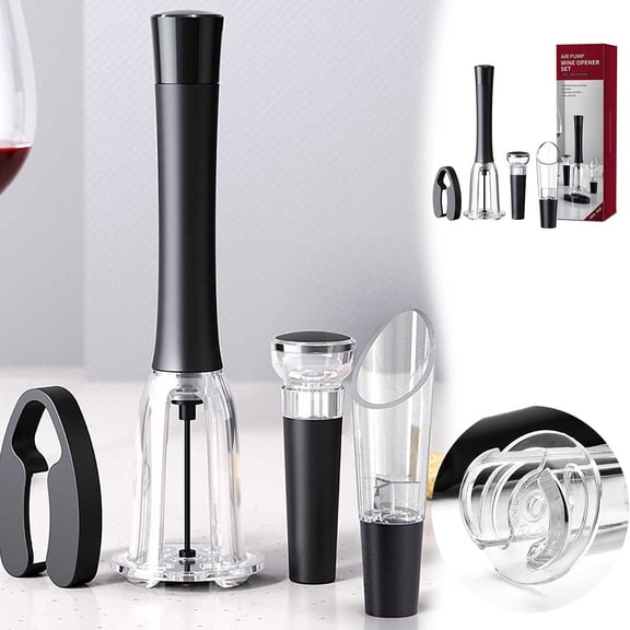 EcoNest Aluminum Alloy Wine Opener Set: Corkscrew Bottle Stopper & Foil Cutter 4 Piece Wine Accessories Kit For Elegant Wine Enjoyment