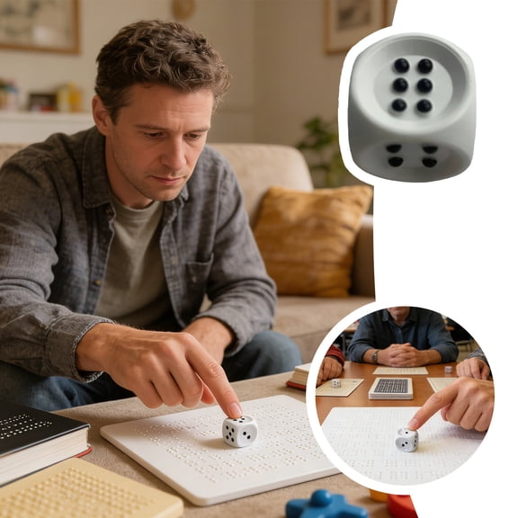 EcoNest Braille Dice Game With Raised Black Tabletop Game Visual Home Game Night Team Building Practice