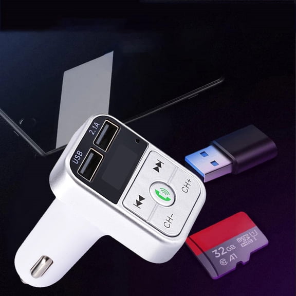 EcoNest Bt FM Handsfree For Car And Truck Bt Music Player V5.0 + EDR FM Receiver Adapter Double USB Port 2.1A Fast Charging. 2102 One Size