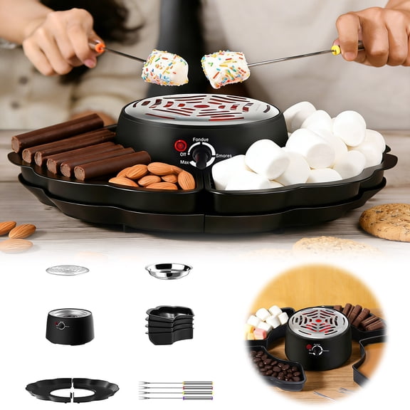 EcoNest Chocolate Melting With Roaster For Baking Fondue Dessert Maker Non Stick Coating Easy Clean Warm Keep Function