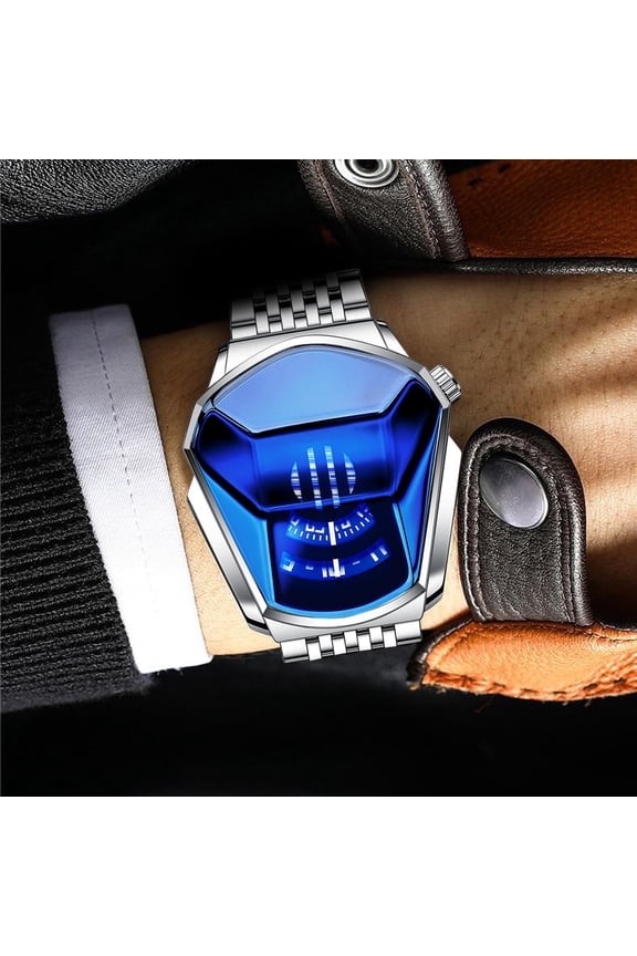 Creative Fashion Blue LED Binary Digital Timepieces For Men Stainless Steel Silver Plated Bracelet With LED Backlight