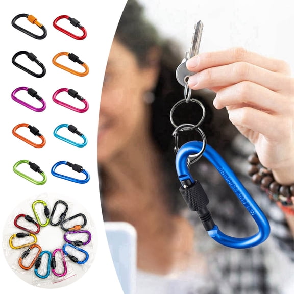 EcoNest D Type Carabiner Thickened 8CM Locking Quick Release Nut Buckle Hook Aluminum Alloy Backpack Clip