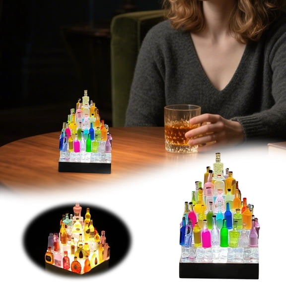 EcoNest DIY Mini Wine Bottle Night Light Kit With LED Wooden Base 30 Random Mini Bottles Ice Cubes USB Powered Color Changing Desk Lamp For Bedroom Home & Birthday