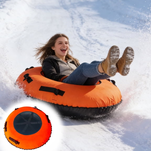 EcoNest Danrelax 25.6/30 Inch River Tube With Canvas Cover Towable Sn Ow Tube For Winter Sports Orange