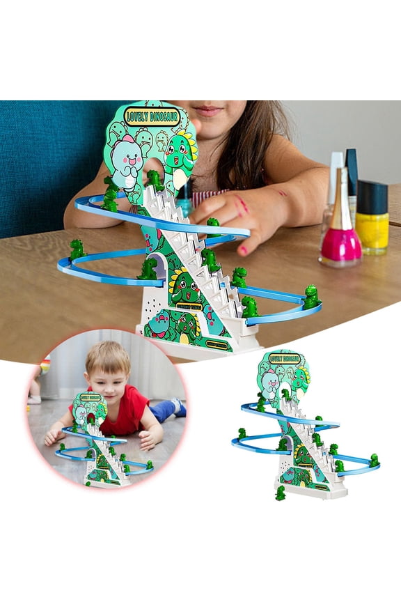 Dinosaur Themed Climbing Slide Playground With Lights And Music Kids' Rotating Slide And Stair Set