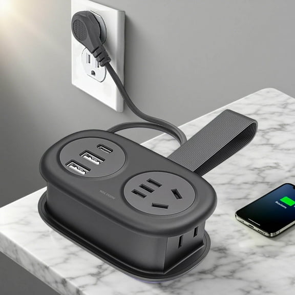 EcoNest Five In One Power Strip With USB Ports，Extension Cord Surge Protector Power Strip，Portable For Travel USB Smart Charging Meeting The Needs Of Various Devices