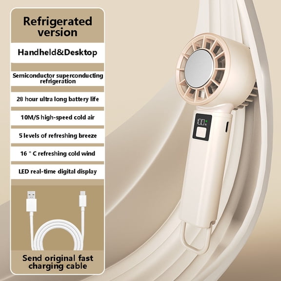 EcoNest Handheld Fan Lightweight Desk Blower 2000mAh Usb Rechargeable 5 Modes Compact Foldable High Speed Airflow Wind For Outdoor Travel Camping Beach Cooler With Booster Freezing