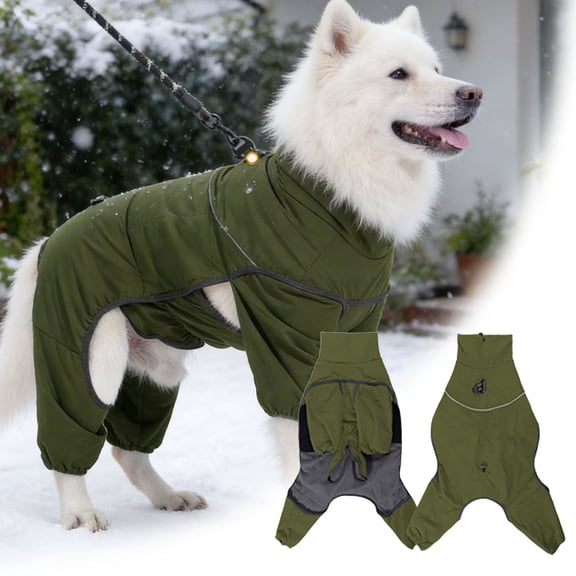 EcoNest Large Sized Four Legged Coat Winter And Windproof Coat High Collar With Adjustable Leash Hook Suitable For Medium And Large Sized For Outdoo
