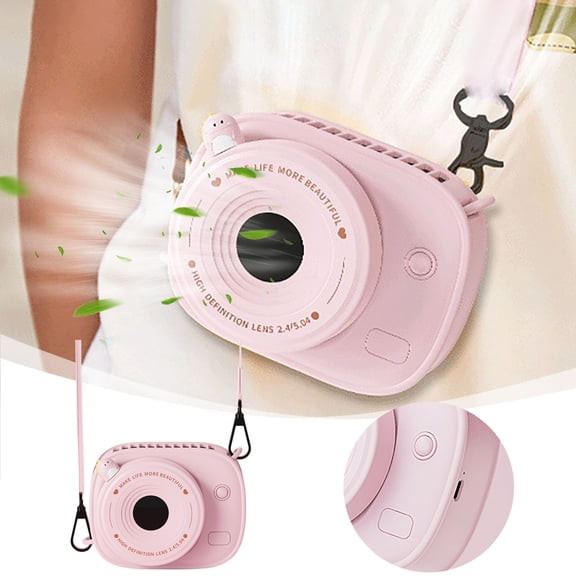 EcoNest Mini Rechargeable LED Battery Display 3 Speed Cute Camera Design Small Portable USB Handheld Desk Fan Personal Travel In