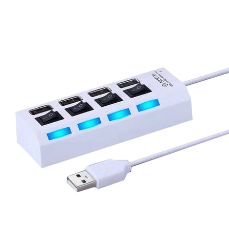 EcoNest Multi Port USB Hub Splitter 4 Port USB 2.0 Hub For Laptop USB Port Expander With On/Off Individual Switch Compatible For All USB Device