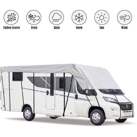 EcoNest Multiple Size Options 1pc Heavy Duty Water Proof Snow Proof Stain Proof RV Roof Cover For RVs Class A/B/C Motorhomes Popup&Truck Campers Travel Trailers Fits 16ft To 41ft RVs Black