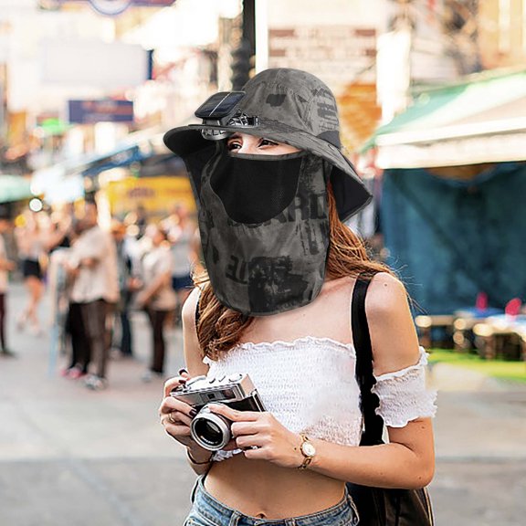 EcoNest Outdoor Wide Brim Sun Hat With Solar Fan Wide Brim Solar Fan Outdoor Fishing Hat Solar USB Charging Solar Fan Hat Large Shawl Hat Face And Neck Outdoor Sun Hat