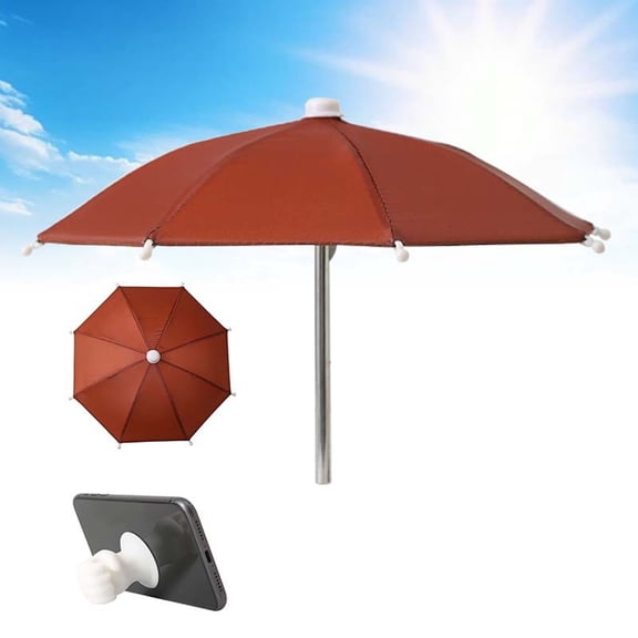 EcoNest Phone Umbrella Stand Sun Shade Mini Umbrella For Cell Phone With Adjustable Fist Style Suction Cup Universal Glare Sun Visor For Outdoor