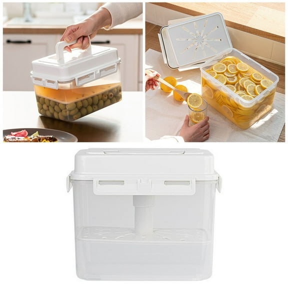 EcoNest Plate Leakproof Airtight Pickle Kimchi Container Fermentation Container 5L Food Storage W Hidden Handle Portable Jar Clear Sauerkraut Container